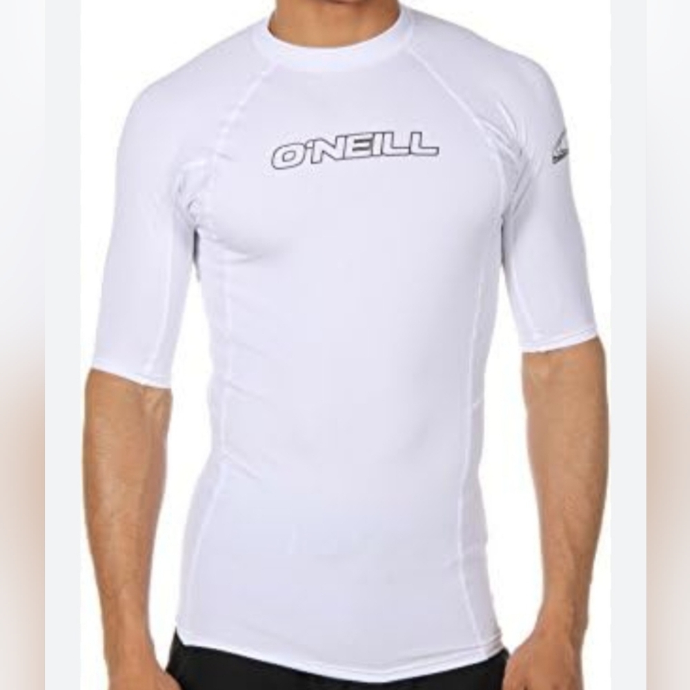 O'Neill Men's Basic Skins White Rash Guard 50+ Short Sleeve